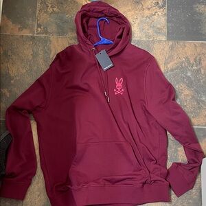 Men's Maroon Hoodie Psycho Bunny with Logo